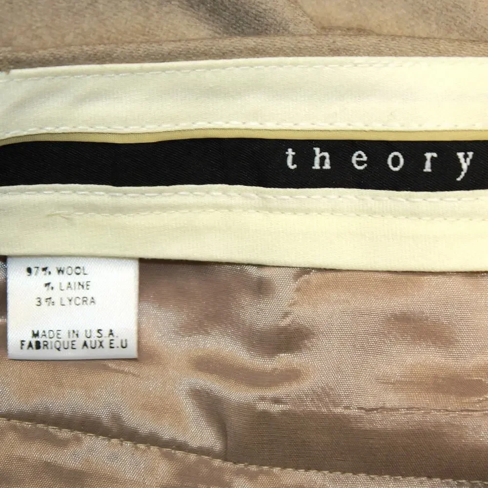 Theory Pants Suit Women's Y2K 100% Wool Quiet Luxury Minimalist Slim Fit Small